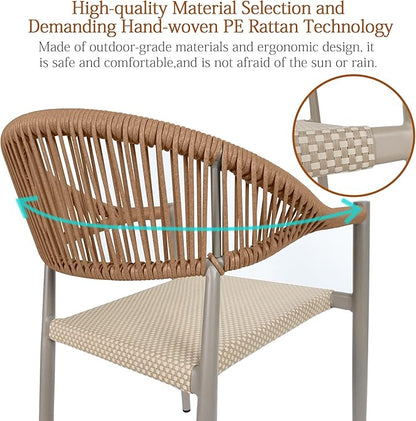 TWT Patio Dining Chairs Outdoor Stackable Dining Chairs for All Weather, Breathable Textilene Garden Outdoor Furniture for Backyard Deck (Brown, Set of 4)