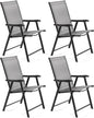 Yaheetech Patio Dining Chairs Set of 4 with Armrests, Outdoor Folding Chairs with Metal Frame and Backrest for Lawn, Garden, Yard and Poolside, Gray