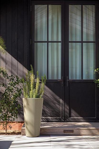Veradek Demi Series Tall Planter for Porch, Patio, Backyard | Durable Plastic-Concrete Material | Modern Décor for Tall Plants, Grasses