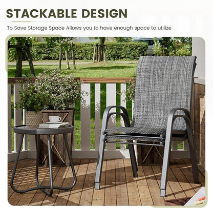 UDPATIO Patio Chairs Set of 2, Stackable Outdoor Dining Chairs with High Back, Breathable Textilene Fabric Outdoor Chair All Weather, 350LBS Capacity for Garden, Backyard (Dark Grey)