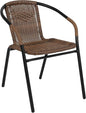 Flash Furniture Lila Medium Brown Rattan Indoor-Outdoor Restaurant Stack Chair