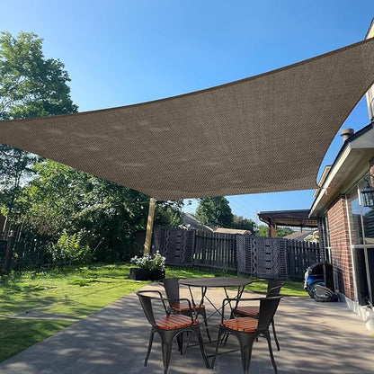 SUNLAX Sun Shade Sail 7' x 15' Brown Rectangle Canopy Sail Shade Cover UV Block Permeable Sunshade Outdoor for Patio Backyard Deck Pergola (We Make Custom Size)
