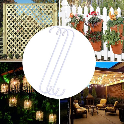 6 Pack 12 inch Extra Large S Hooks White Heavy Duty Plant Hanging Hooks Long S Shaped Extension Hooks for Kitchenware,Utensils,Pergola,Closet,Flower Basket,Garden,Patio,Indoor Outdoor Uses