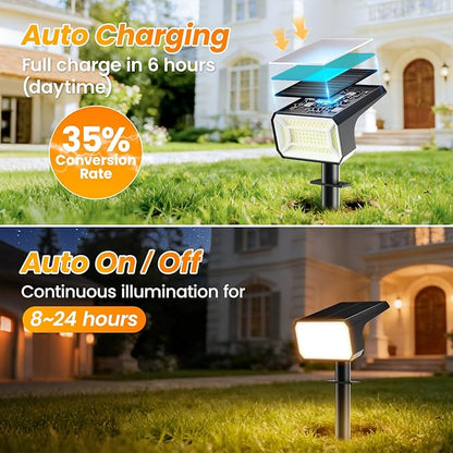 Fabrito 8 Pack Solar Spot Lights Outdoor Waterproof IP67, [108 LEDs, 4 Modes] Dusk to Dawn Spotlights with 1500mAh Battery for All Night, Landscape Lights for Tree, Yard, Pool, Pathway, Warm White