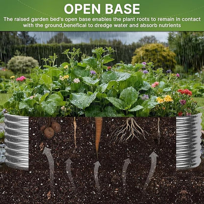3 PCS 6x3ft Galvanized Raised Garden Bed Outdoor, Metal Garden Bed for Vegetables, Above Ground Garden Box for Flower, Steel Raised Beds for Gardening