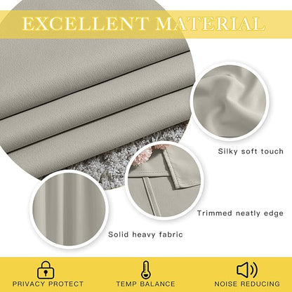 NICETOWN Sliding Door Curtain 108 inches Long, Grommet Privacy Room Darkening Window Treatment Sound Reducing Room Divider for Bedroom, 1 Panel, Natural, W80 x L108