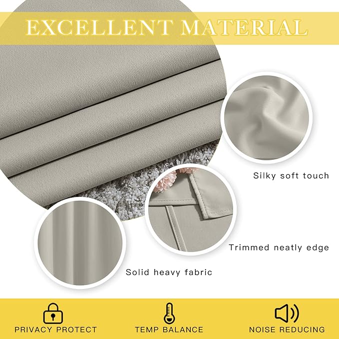 NICETOWN Sliding Door Window Treatment Blackout Patio Door Curtain Panels, Privacy Thermal Drapes for Bedroom Living Room Department with Grommet Top (Natural, W66 x L110)