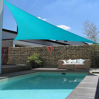 Patio Paradise 2' x 2' x 2' Sun Shade Sail Triangle Canopy Shade Cloth Fabric Sunlight Block Patio Pergola Cover HDPE Deck Awning for Outdoor Backyard Roof Shading, Turquoise