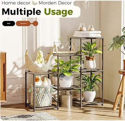 Bamworld Black Plant Stand Outdoor Metal Plant Shelf for Multiple Plants 3 Tiers Ladder Plant Holder Waterproof for Garden Living Room Patio Morden Home Decor Gardening Gifts