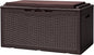 Devoko 100 Gallon Deck Box, Waterproof Resin Outdoor Storage Box with Cushion for Outside and Patio, Large Outdoor Storage Bench Cabinet Lockable for Patio Furniture and Garden Tools (Deep Brown)