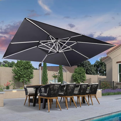 PURPLE LEAF 10' X 13' Patio Umbrella Outdoor Rectangle Umbrella Large Cantilever Umbrella Windproof Offset Heavy Duty Sun for Garden Deck Pool Patio, Grey