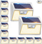 Peasur Solar Lights Outdoor Motion Sensor, 12Pack 140LED Waterproof Solar Powered Fence Lights, 3 Modes Solar Security Wall Lights for Garden Yard Outside(Warm White)