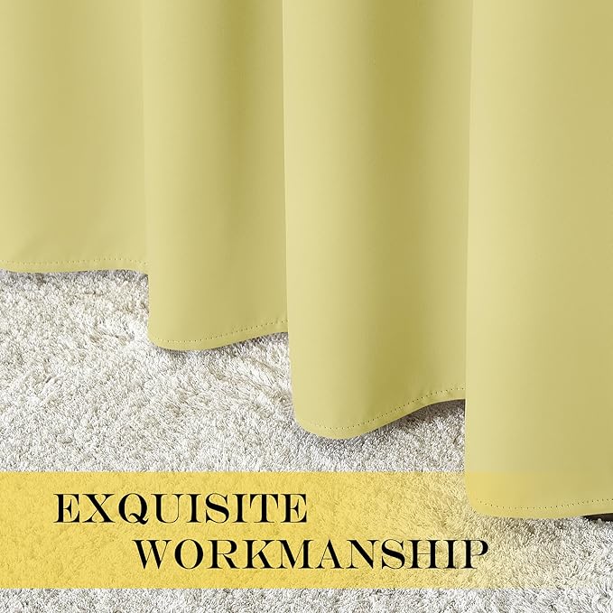 NICETOWN Bedroom Curtain Room Darkening Drapery 102 inches Length - Home Fashion Thermal Insulated Grommet Room Darkening Curtain for Living Room (Paler Yellow, 1 Panel, 52 x 102 inches)