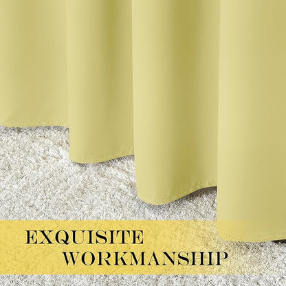 NICETOWN Bedroom Curtain Room Darkening Drapery 102 inches Length - Home Fashion Thermal Insulated Grommet Room Darkening Curtain for Living Room (Paler Yellow, 1 Panel, 52 x 102 inches)