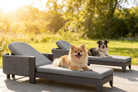 PURPLE LEAF Outdoor Daybed Sun Chaise Lounge Chairs with Cushion Patio Aluminum Adjustable Sunbathing Tanning Reclining Set of 2 Moon Basalt