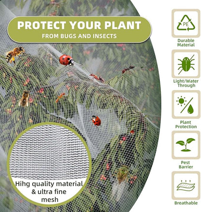 Bird Netting for Garden Protection, CANAGROW 4 Pack Garden Plant Mesh Netting Covers Bags with Drawstring, Insect Bird Barrier Bug Netting for Fruit Blueberry Bushes Vegetable Flower (3.3x2.6FT)