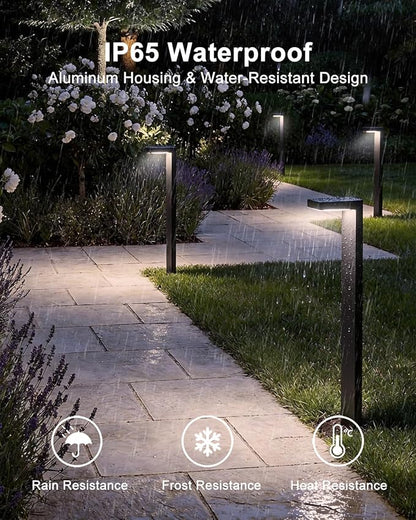 Low Voltage Landscape Lights, 6 Pack Outdoor LED Pathway Light, Wired Path Lighting for Walkway, Garden, IP65 Waterproof, 400LM, 4000K, Modern Cast-Aluminum, Black