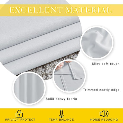 NICETOWN Patio Door Curtain Room Darkening Drapes, Grommet Top Light Blocking Room Divider Curtain Panel for Bedroom/Living Room (Greyish White, W80 x L95, 1 Panel)
