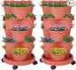 5-Tier Vertical Garden Tower Stackable Planter for Strawberries, Flowers, Vegetables & Herbs 2-Pack
