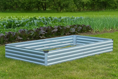 3 Pack 6x3x1FT Galvanized Raised Garden Beds Kit Outdoor Metal Gardening Planter Box for Vegetable Elevated Flower Herbs,Gray