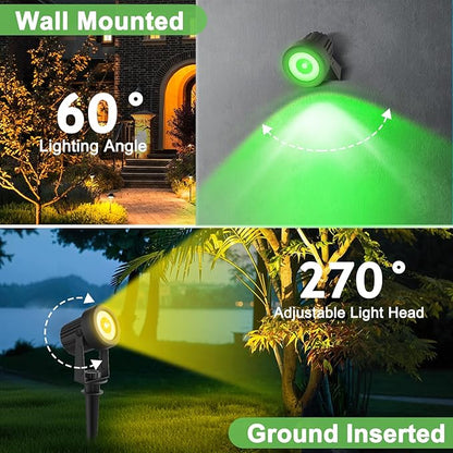 Solar Spotlights Outdoor Waterproof, RGB Landscape Spotlights, Christmas Decorative Solar Spot Lighting for Garden, Yard, Pathway, Lawn, Poolside, Party, 4-in-1 Mounted (RGB, 2 Pack)