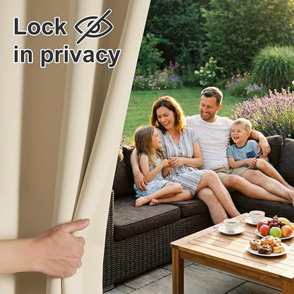 RYB Home Outdoor Curtains for Patio - Extra Long Curtains Waterproof Farmhouse Decor for Sliding Glass Door Porch Corridor Pavilion Cabana Sunroom, W 52 x L 120, 1 Pc, Biscotti Beige
