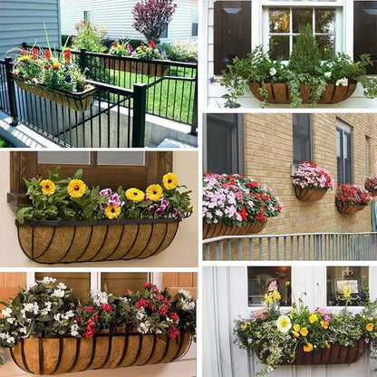 2pcs Trough Coco Liner 24 inch Wall Planter Replaceable Coco Liner for Window Box, Fence Flower Baskets