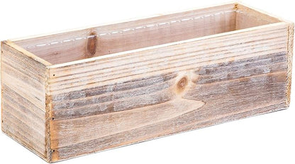Wooden Planter Box, Whitewash with Plastic Liner l Garden Decor l Restaurant and Wedding Decorations l Wedding Bouquets, Table Centerpiece (12x4 Set of 4, Whitewash)