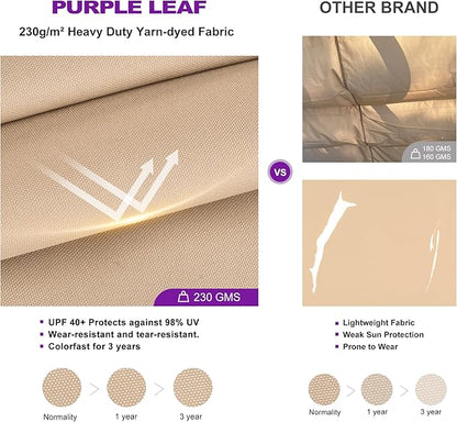 PURPLE LEAF 10' x 10' Aluminum Outdoor Pergola Modern Grape Trellis Retractable Pergola with Double Sun Shade Canopy Metal Pergola with Light for Patios Backyard Deck Garden, Khaki