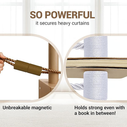 Hion Magnetic Curtain Tiebacks Dark Brown 2pcs, Curtain Tiebacks Buckles Holdbacks Holders Hooks Clip for Home Bedroom Office Decorative Curtain