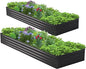 2PCS 10x3x1ft Galvanized Raised Garden Bed Kit,Metal Planter Box for Vegetables,Flowers,Herbs Durable Rust-Resistant Patio Gardening Beds,Black