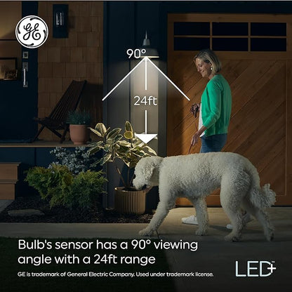 GE LED+ Motion LED Light Bulbs, PAR38 Outdoor Security Floodlights, 15W, Warm White (3 Pack)