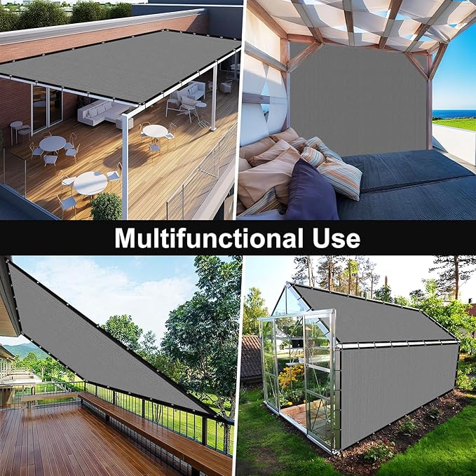 Artpuch 90% Sun Shade Cloth, 12 x 20 FT Pergola Shade Cover Canopy with Grommets, Sun Screen Fabric Tarp for Patio, Outdoor, Garden, Backyard, Blue Grey