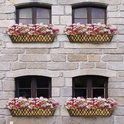 4 Pack 30 Inch Window Boxes Planters Railing Planter Box with Adjustable Brackets for Porch Fence Patio Balcony Hanging Flower Baskets with Coco Liners for Outdoor Garden Decor - Bronze
