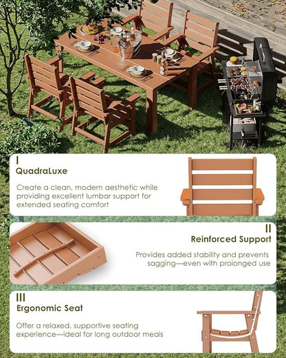 GREENVINES Outdoor Dining Chairs Set of 2 | HDPE | Patio Chair | All-Weather | Teak
