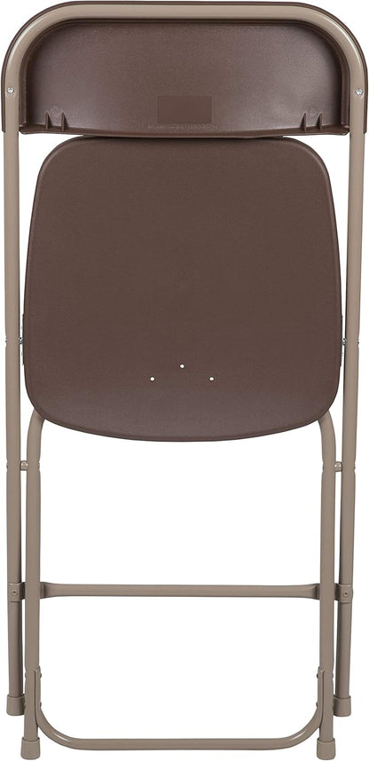 Flash Furniture Hercules Series Plastic Folding Chair Brown - 10 Pack 650LB Weight Capacity Comfortable Event Chair-Lightweight Folding Chair