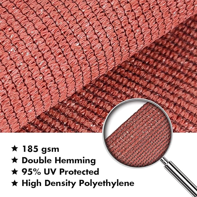 KANAGAWA 14'X15' Rust Red Custom Size Sun Shade Sail Rectangle UV Block Canopy Cover for Patio Backyard Lawn Garden Outdoor (Customized Available)