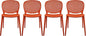 2xhome Set of 4 Patio Dining Chairs | Modern Stackable Outdoor Pool Side Chair | Weather Resistant Plastic for Yard, Porch, Balcony, Kitchen, Orange