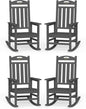 Oversized Outdoor Rocking Chairs Set of 4, High Back Porch Rocker Chair, HDPE All Weather Resistant Rocking Chairs for Patio, 380lbs Weight Capacity, Dark Grey