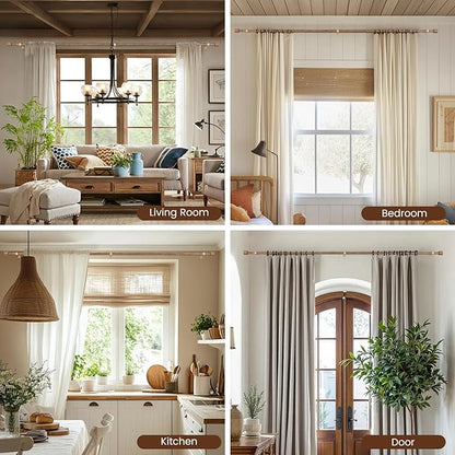 1” Diameter Curtain Rods Itself is 30 to 90 inch 1 Pack Fit 30-84 inch Window with Heavy Duty Adjustable Rod Matte Wood Grain Splicing Metal Extra Long Curtain Rod for Windows