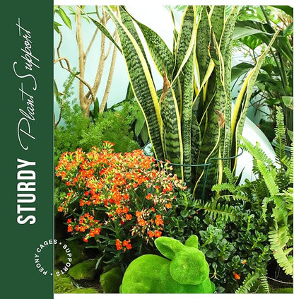 LEOBRO Plant Support Stakes, 4 PCS Plant Stakes, Plant Support, Peony Cages and Supports, Garden Stakes, Plant Stakes for Indoor Outdoor Plants, Hydrangea Support Cage, 10" W x 15.8" H