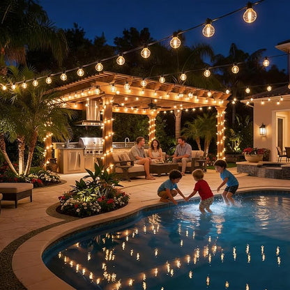 RTTY Dense-Glow 150FT Outdoor String Lights Pro Set with 75 G40 Bulbs - The Starter System for House Outline Lighting, Full Pergola or Pool Coverage, and Restaurant to Hotel Terrace Ambiance