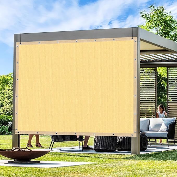 Artpuch Outdoor Pergola Shade Cover 8x10 FT Sun Shade Cloth with Grommets Sand 90% UV Protection Canopy Patio Privacy Screen (Customized Available)