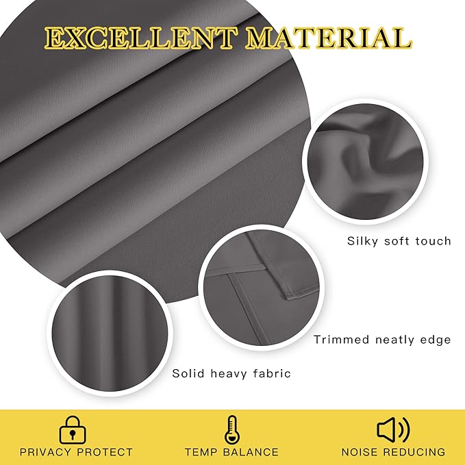 NICETOWN Grey Blackout Curtain Extra Wide 72 inches Long, Grommet Room Darkening Thermal Insulated Soundproof Window Treatment for Bedroom/Living Room, 1 Panel, W100 x L72