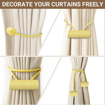 Hion Magnetic Curtain Tiebacks Golden 6 Pack, Curtain Tiebacks Buckles Holdbacks Holders Hooks Clip for Home Bedroom Office
