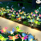 Anordsem Solar Garden Lights Outdoor: 8 Removable Fiber Optic Fabric Dragonflies 4 Pack - Waterproof Fun Animal Decoration for Yard Patio - Gardening Gifts for Garden Lovers