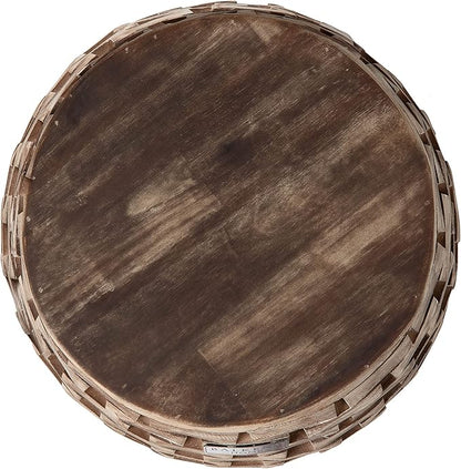 Balkene Home 62419 Maya Oval Rustic Garden Stool Wood Outdoor Seating & End Table Portable Adaptable Outdoor Furniture - Seasoned Patina Finish