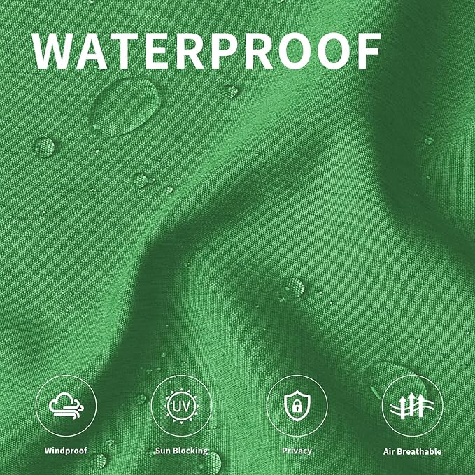 Easy-Going Linen Look Outdoor Curtains Waterproof Windproof Porch Curtains, Soft Thicken Outdoor Privacy Curtains for Patio, Gazebo, Grommet Top and Tab Bottom Drape, 1 Panel, 54x120 inch, Green