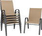 Patio Chairs Set of 6, Outdoor Dining Chairs Stackable for All Weather, Breathable Metal Modern Outside Furniture Chair for Pool Side, Garden, Backyard Deck, Brown