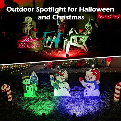Spotlight Outdoor – 120V Plug-in, 2700K Warm White LED Landscape Spot Lights with RGB 3 Lenses for Yard, Garden, Lawn&Tree Decor, IP67 Waterproof, Perfect for Holidays&Everyday (2 Pack, Green)